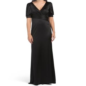 NWT Aidan Mattox Puff Sleeve Gown in Black